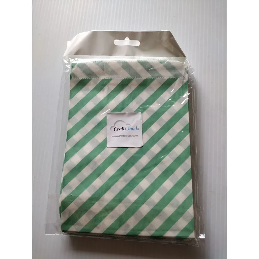 Craft‎ Clouds 5X7 Paper Gift Bags Candy Teal Stripes Merchandise Bag 100 Pcs